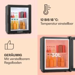 MKS-13 Minibar Mini-Kühlschrank 3 Temperaturen 30L 23 DB Glastür -Haushaltsgeräte Förderung 10005440 de 0004 usp