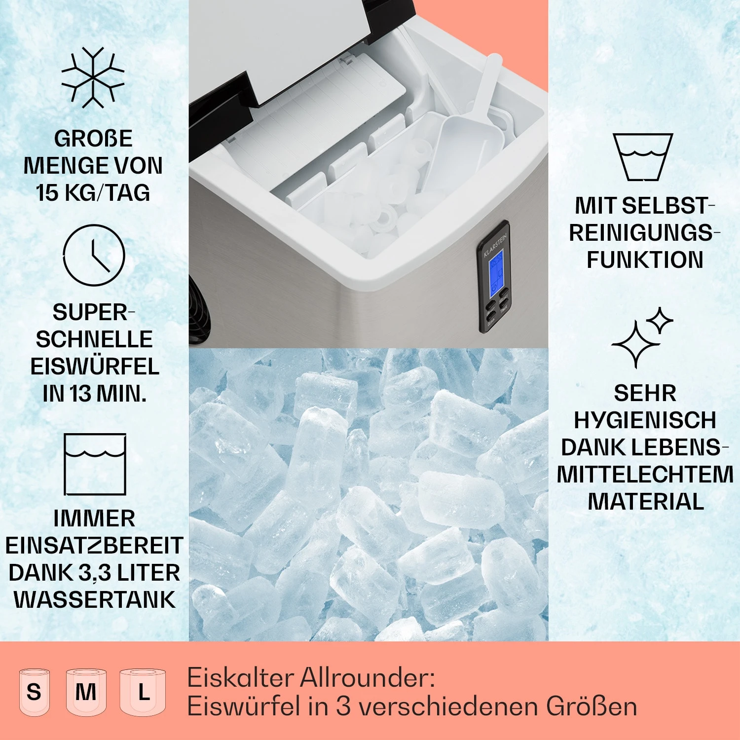 Mr. Black-Frost Eismaschine 150W Edelstahl Schwarz 15kg 4 Mr. Black-Frost Eismaschine 150W Edelstahl Schwarz 15kg - Image 2