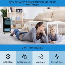 Carribean Blue 3-in-1 Luftkühler Ventilator Luftbefeuchter 402 M3/h | 70 Watt | 4 Liter | 3 Geschwindigkeiten | Oszillation | Mobil -Haushaltsgeräte Förderung 10028180 de 0003 usp