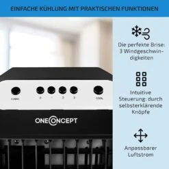 Carribean Blue 3-in-1 Luftkühler Ventilator Luftbefeuchter 402 M3/h | 70 Watt | 4 Liter | 3 Geschwindigkeiten | Oszillation | Mobil -Haushaltsgeräte Förderung 10028180 de 0004 usp