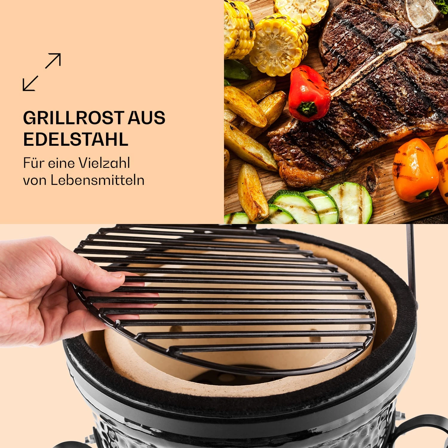 Princesize Kamado-Grill Keramikgrill Edelstahl-Grillrost Smoker BBQ 5 Princesize Kamado-Grill Keramikgrill Edelstahl-Grillrost Smoker BBQ - Image 3