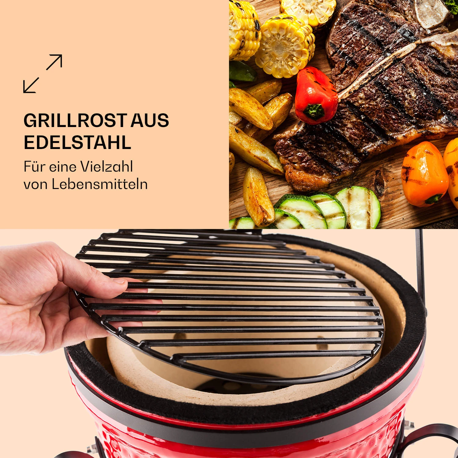 Princesize Kamado-Grill Keramikgrill Edelstahl-Grillrost Smoker BBQ 5 Princesize Kamado-Grill Keramikgrill Edelstahl-Grillrost Smoker BBQ - Image 3