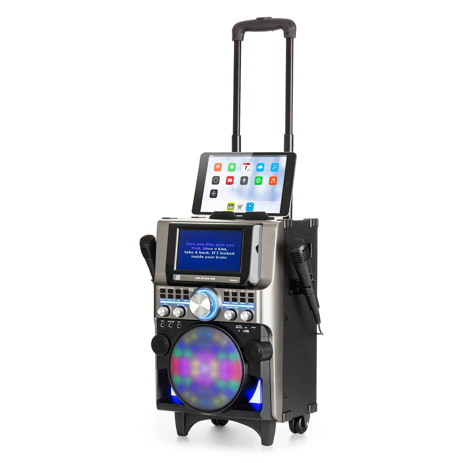 DisGo Box 360 Party BT System 2 Mikrofone HDMI BT LED USB Rollen – Bild 10