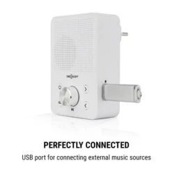 Plug+Play FM Steckdosen-Radio, UKW-Tuner, USB, BT, Weiß -Haushaltsgeräte Förderung 10032324 yy 0005 logo oneConcept Plug Play FM Steckdosen Radio weiss