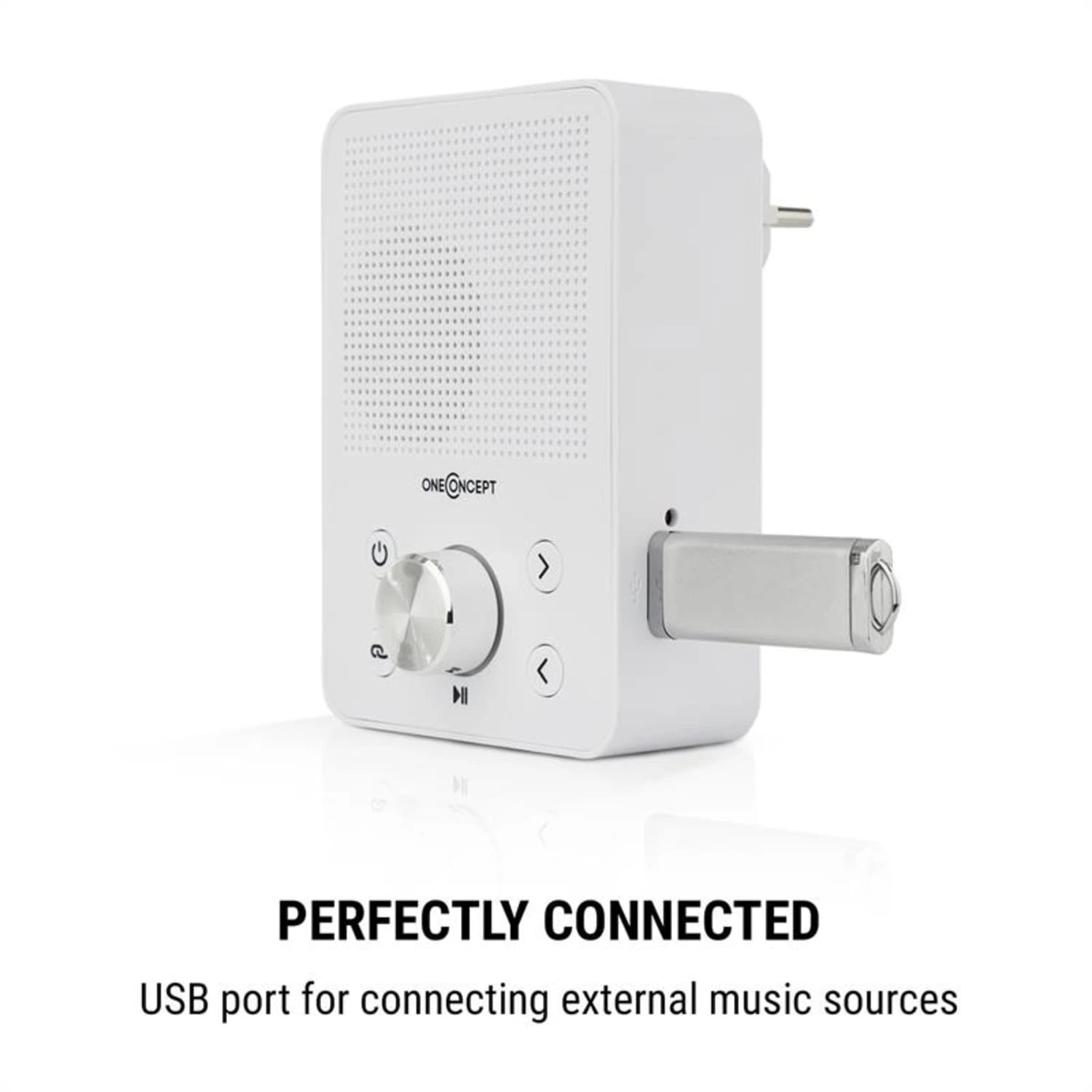 Plug+Play FM Steckdosen-Radio, UKW-Tuner, USB, BT, Weiß - Image 5