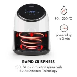 AirVital Heißluftfritteuse 1300W 2,5l CeraPlus-Antihaft Touch Weiß -Haushaltsgeräte Förderung 10032331 yy 0004 logo Klarstein AirVital Heissluftfritteuse 1300W weiss reedit