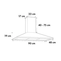 Zugspitze 90 Dunstabzugshaube Wandanbau 65W 330m³/h LED 16 Zugspitze 90 Dunstabzugshaube Wandanbau 65W 330m³/h LED -Haushaltsgeräte Förderung 10032682 yy 0007 dimensions