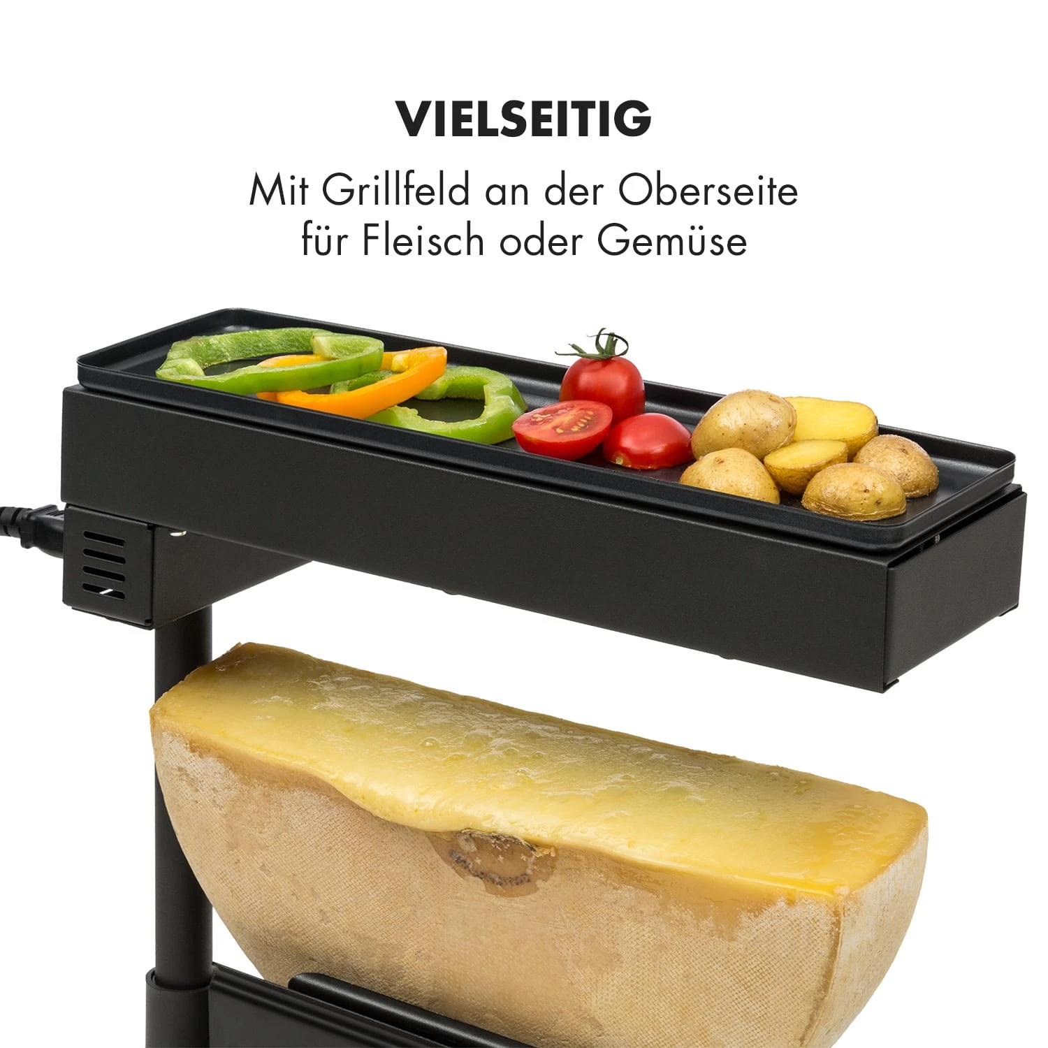 Appenzell Peak Raclette Mit Grill 1000W Thermostatschalter Schwarz 6 Appenzell Peak Raclette Mit Grill 1000W Thermostatschalter Schwarz - Image 4