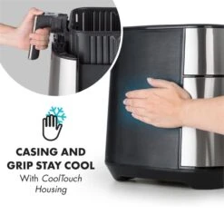 AeroVital Heißluftfritteuse 1700W 5,4 Liter Timer Edelstahl Silber -Haushaltsgeräte Förderung 10032848 yy 0006 logo Klarstein AeroVital Heissluftfritteuse silber reedit