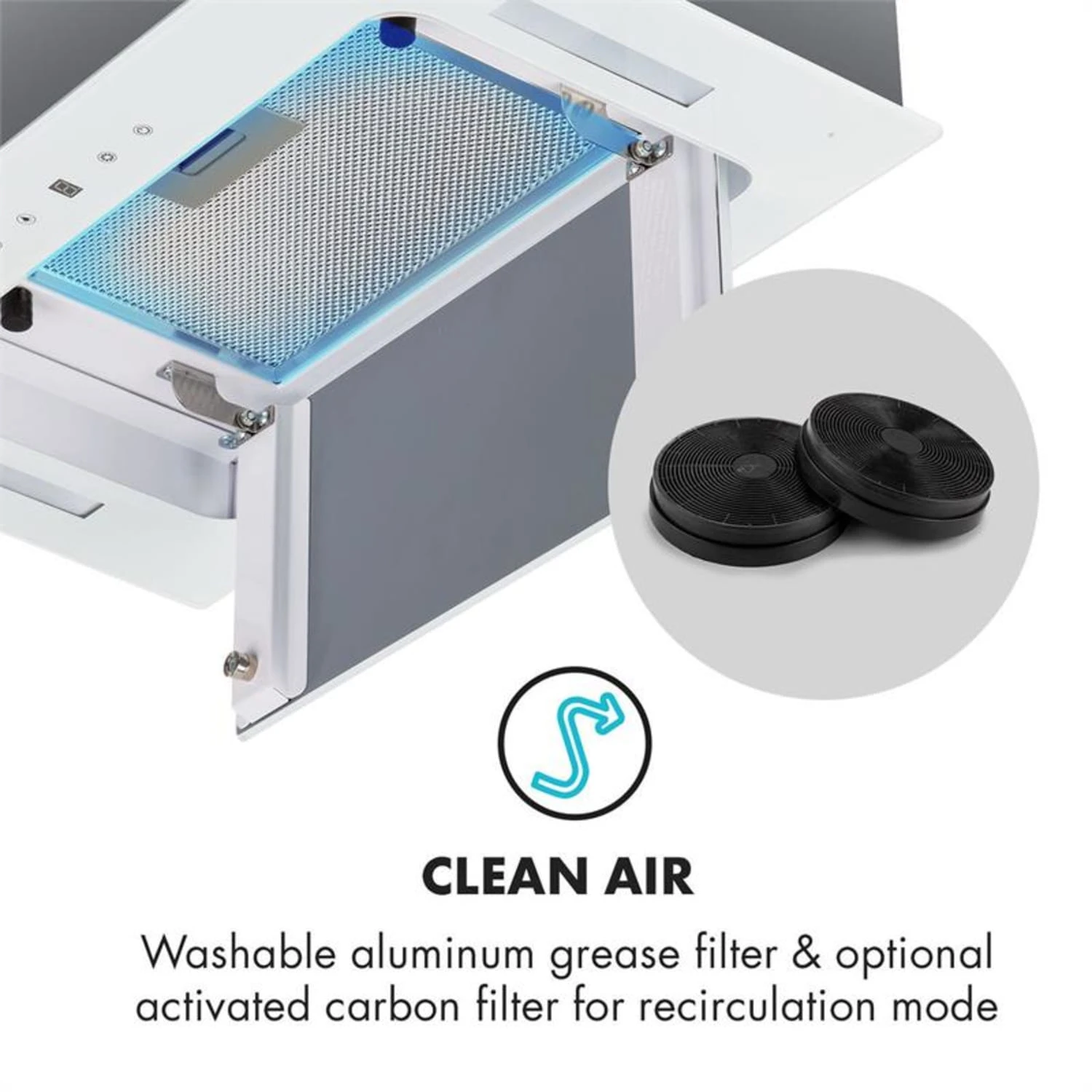 Hektor Dunstabzugshaube Einbau 52cm Abluft: 530 M³/h LED Touch Glas - Image 5