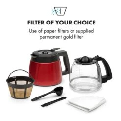 Aromatica II Duo Kaffeemaschine, Integriertes Mahlwerk, 1,25 L, Rot -Haushaltsgeräte Förderung 10032866 yy 0004 logo Klarstein Aromatica II Duo Kaffeemaschine rot