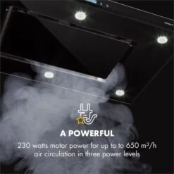 Valeria Inselabzugshaube 90cm 650m³/h Abluft Touch LED Glas Edelstahl -Haushaltsgeräte Förderung 10032902 uk 0006 logo Klarstein Valeria Inselabzugshaube 90cm Edelstahl