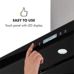 Valeria Inselabzugshaube 90cm 650m³/h Abluft Touch LED Glas Edelstahl -Haushaltsgeräte Förderung 10032902 uk 0007 logo Klarstein Valeria Inselabzugshaube 90cm Edelstahl