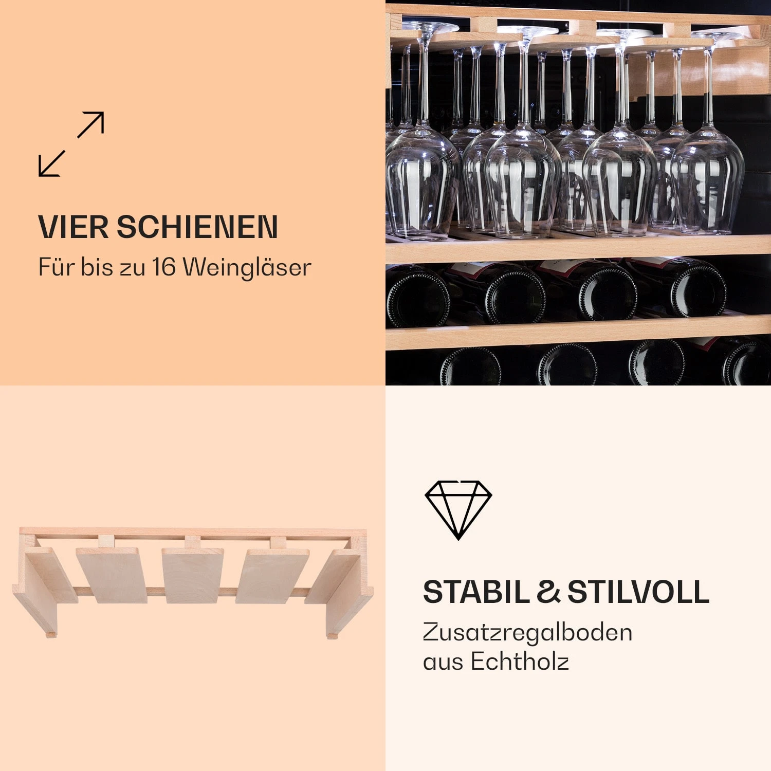 Barossa 102 Duo Weinglas-Regal Zubehör 16 Gläser 4 Schienen Echtholz 4 Barossa 102 Duo Weinglas-Regal Zubehör 16 Gläser 4 Schienen Echtholz - Image 2