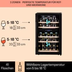 Barossa 40 Duo Weinkühlschrank 2 Zonen 41 Flaschen Glastür Touch LED -Haushaltsgeräte Förderung 10032924 de 0003 usp