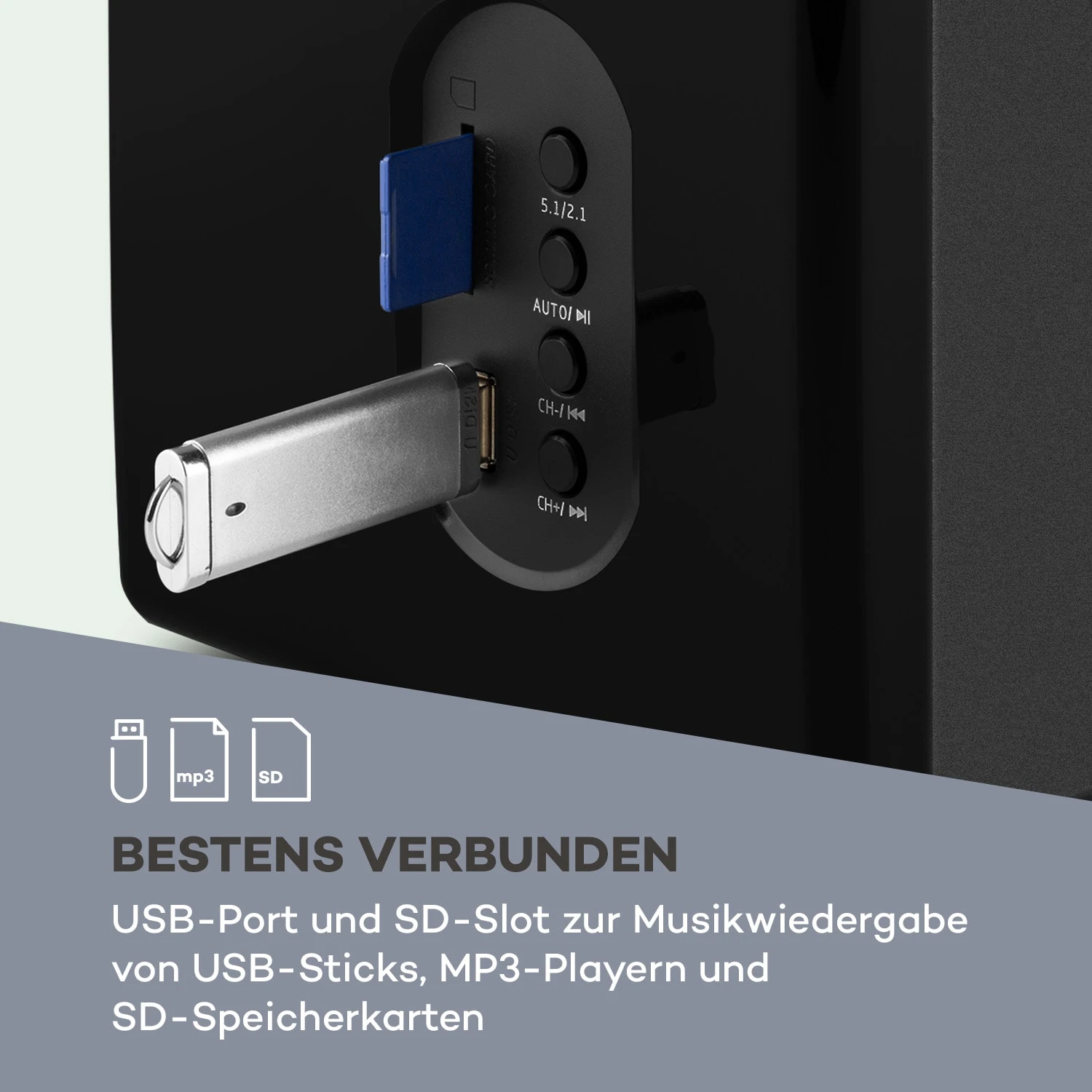 Concept 520 5.1 Lautsprechersystem 75W RMS OneSide Subwoofer BT USB SD 8 Concept 520 5.1 Lautsprechersystem 75W RMS OneSide Subwoofer BT USB SD - Image 6