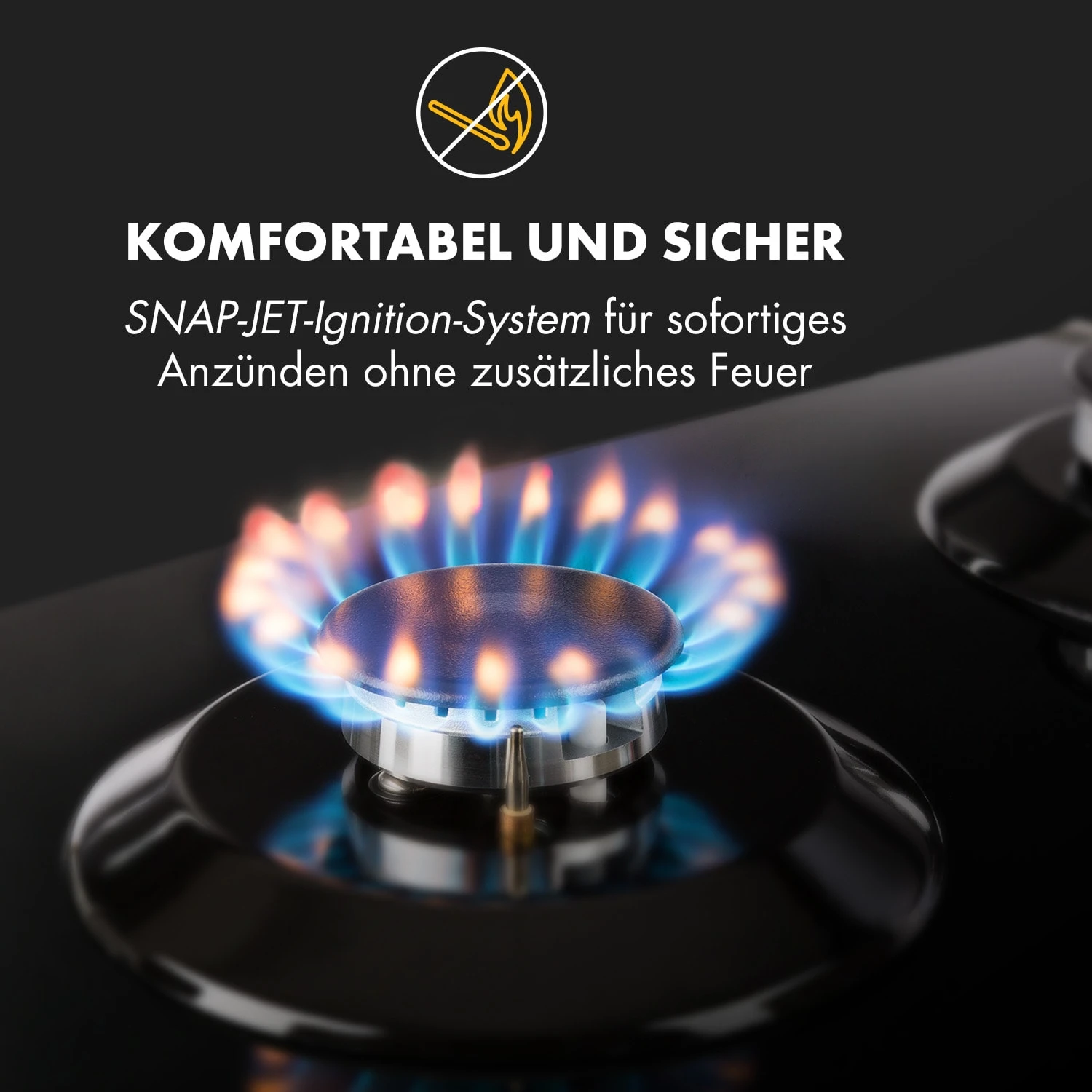 Ignito 4 Zonen Gaskochfeld 4-flammig Sabaf-Brenner Glaskeramik Schwarz 7 Ignito 4 Zonen Gaskochfeld 4-flammig Sabaf-Brenner Glaskeramik Schwarz - Image 5