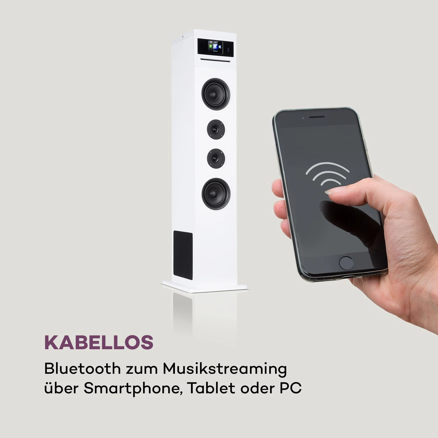 Karaboom 100 Wifi Turmlautsprecher Internetradio DAB+ BT 120W Weiß 7 Karaboom 100 Wifi Turmlautsprecher Internetradio DAB+ BT 120W Weiß - Image 5
