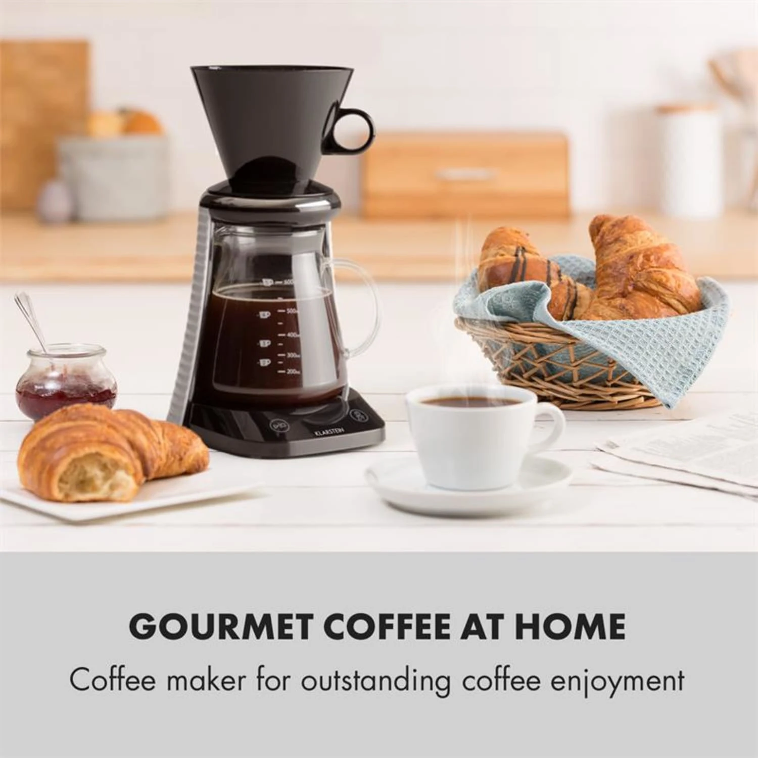 Craft Coffee Waage Timer Glaskanne Filteraufsatz 600ml Schwarz/weiß - Image 2