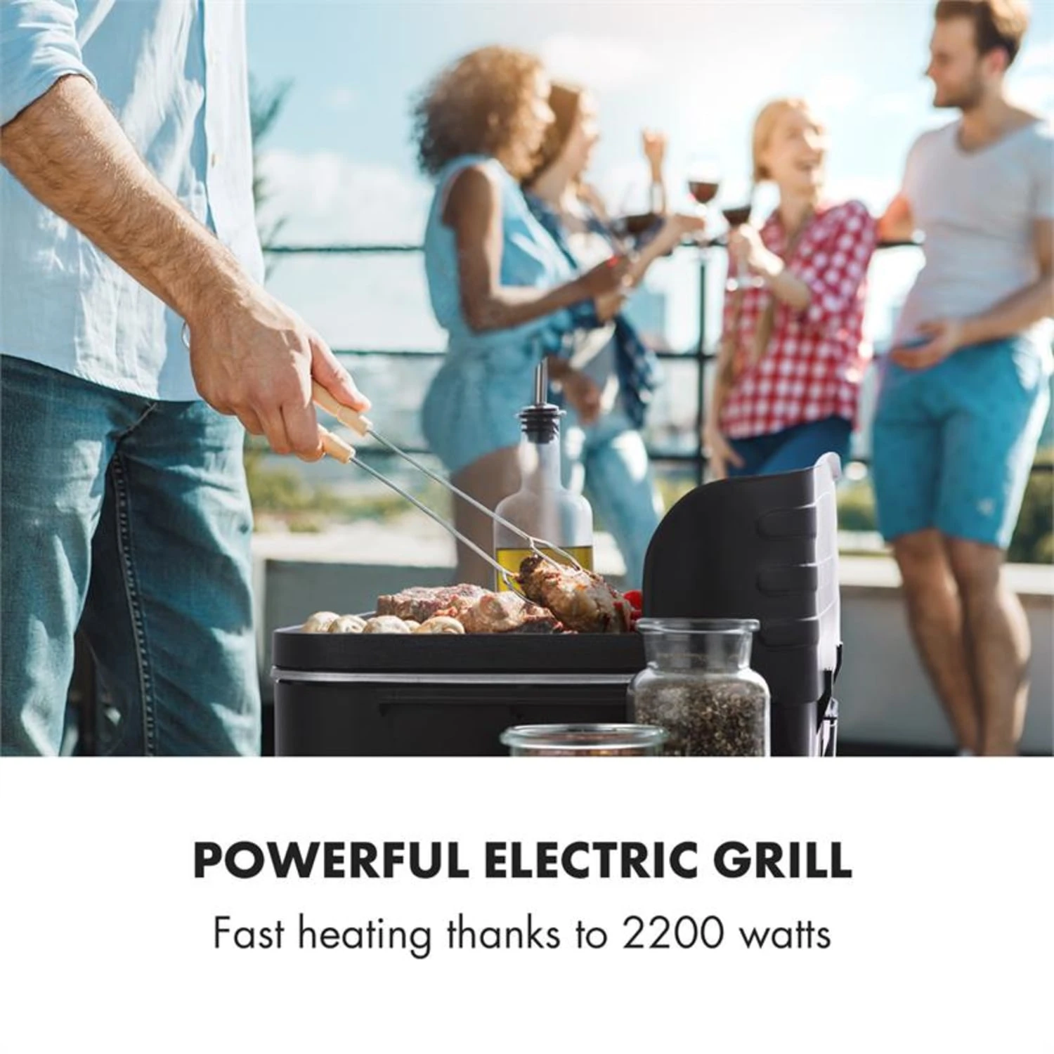 Porterhouse Elektrogrill 2200W Antihaft-Grillfläche Schwarz 4 Porterhouse Elektrogrill 2200W Antihaft-Grillfläche Schwarz - Image 2