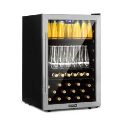 Beersafe 5XL Kühlschrank 148 Liter 3 Böden Panoramaglastür Edelstahl