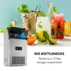 Glacial XL Profi-Eiswürfelmaschine 38kg/d 15l LED Edelstahl Schwarz -Haushaltsgeräte Förderung 10033442 yy 0004 logo Klarstein Glacial XL Profi Eiswuerfelmaschine 15 L