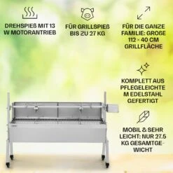 Sauenland Pro Spanferkelgrill Drehspieß 13W 4 Rollen Edelstahl -Haushaltsgeräte Förderung 10033566 de 0002 usp