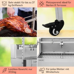 Sauenland Pro Spanferkelgrill Drehspieß 13W 4 Rollen Edelstahl -Haushaltsgeräte Förderung 10033566 de 0005 usp