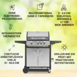 Tomahawk 3.1 S Gasgrill 3x3,6kW Brenner+2,7 KW 60x45cm Grill Edelstahl -Haushaltsgeräte Förderung 10033567 de 0002 usp