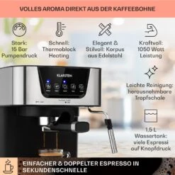 Arabica Espressomaschine 1050W 15 Bar 1,5l Touch-Bedienfeld Edelstahl 11 Arabica Espressomaschine 1050W 15 Bar 1,5l Touch-Bedienfeld Edelstahl -Haushaltsgeräte Förderung 10033729 de 0002 usp