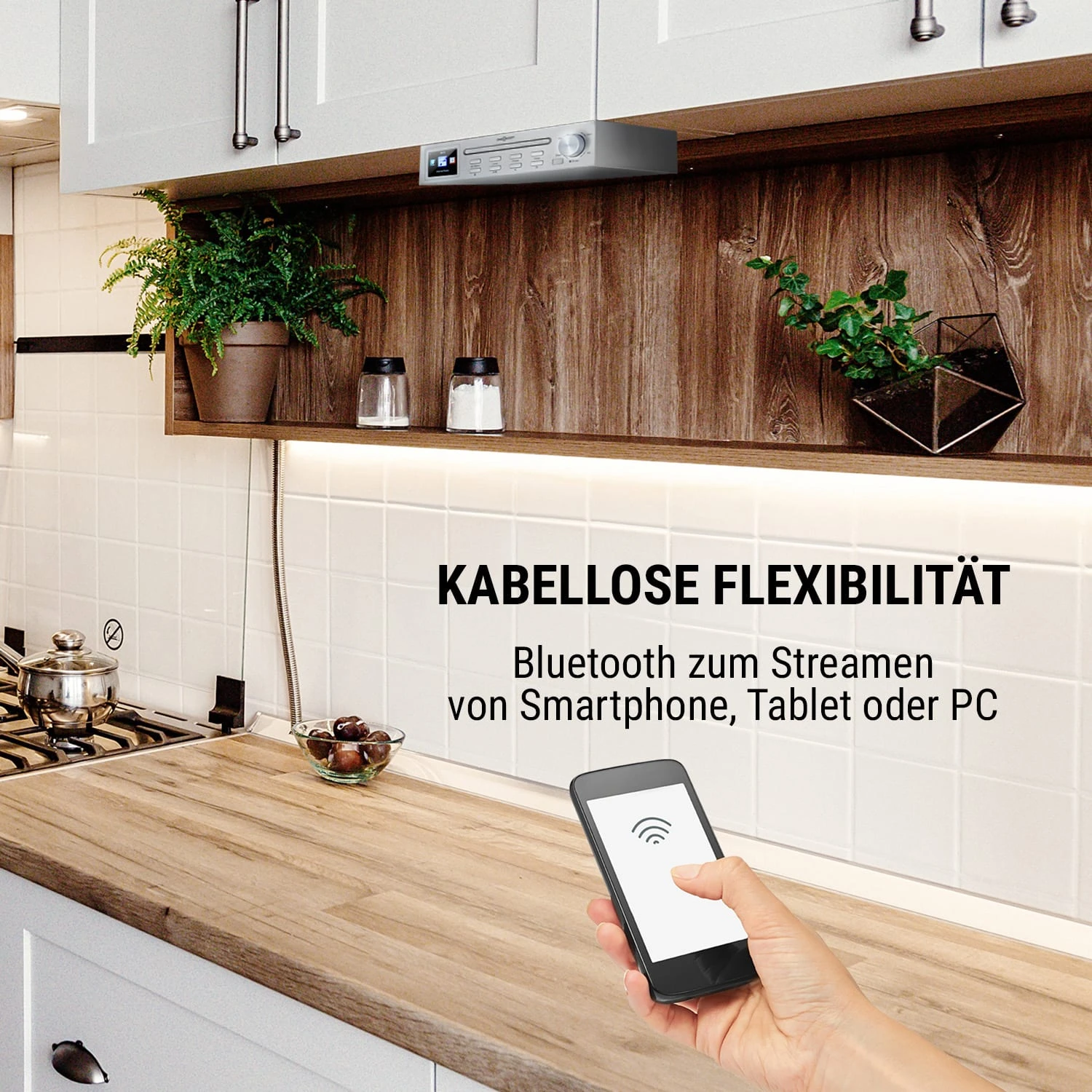 Streamo Chef Küchenradio CD-Player BT 2,4"HCC Display Silber 6 Streamo Chef Küchenradio CD-Player BT 2,4"HCC Display Silber - Image 4