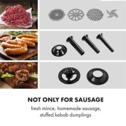 Mett Max Elektrischer Fleischwolf 600W Kupfermotor Aluminium -Haushaltsgeräte Förderung 10034244 yy 0004 logo Klarstein Mett Max elektrischer Fleischwolf grau