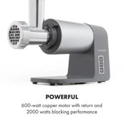 Mett Max Elektrischer Fleischwolf 600W Kupfermotor Aluminium -Haushaltsgeräte Förderung 10034244 yy 0007 logo Klarstein Mett Max elektrischer Fleischwolf grau