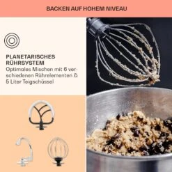 Bella Elegance Küchenmaschine 2000 W 2,7 PS 5,2 Ltr Edelstahl BPA-frei -Haushaltsgeräte Förderung 10034364 de 0006 usp