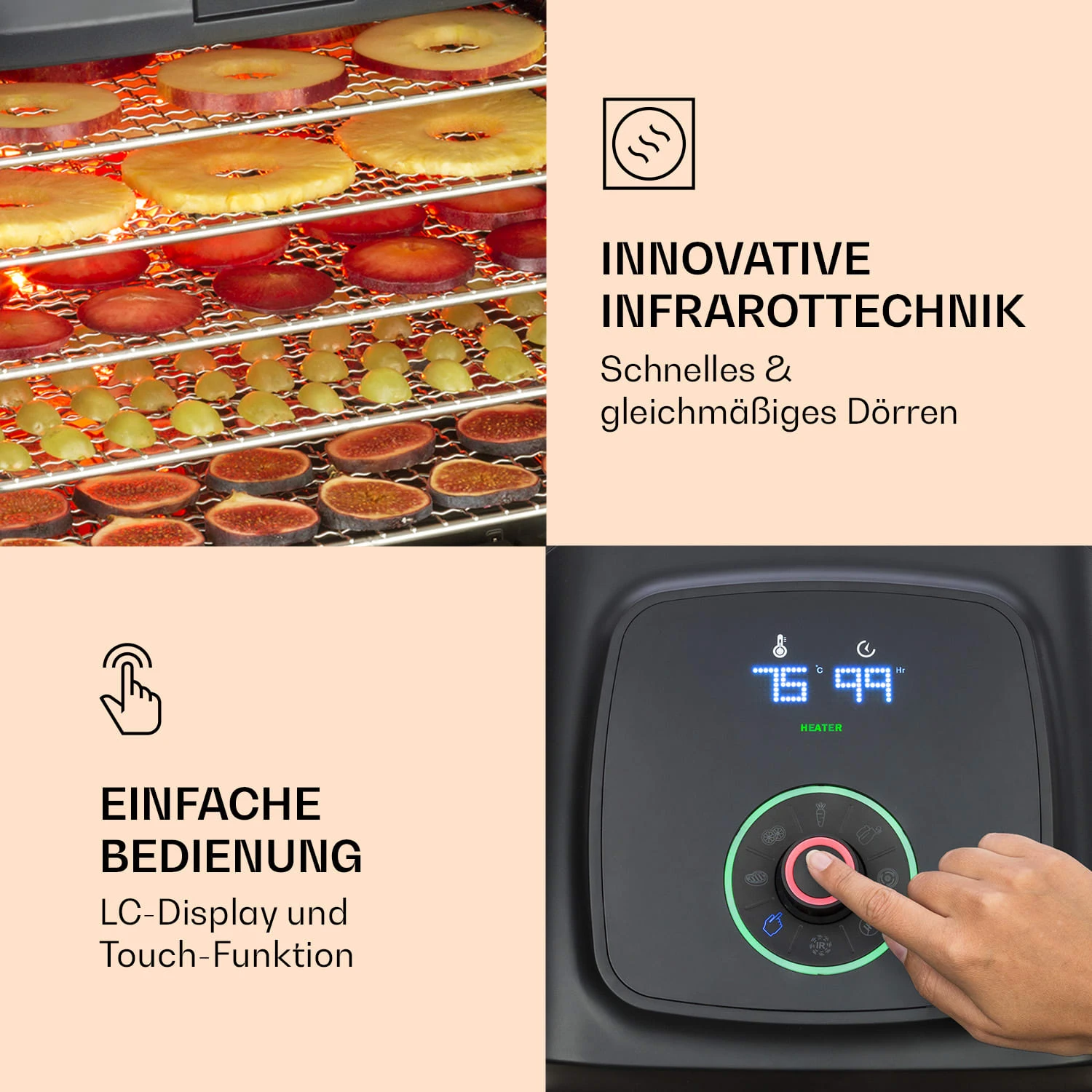 Florida Jerky Dörrautomat Infrarot 500W 4 Programme 35 Bis 75 °C 5 Florida Jerky Dörrautomat Infrarot 500W 4 Programme 35 Bis 75 °C - Image 3