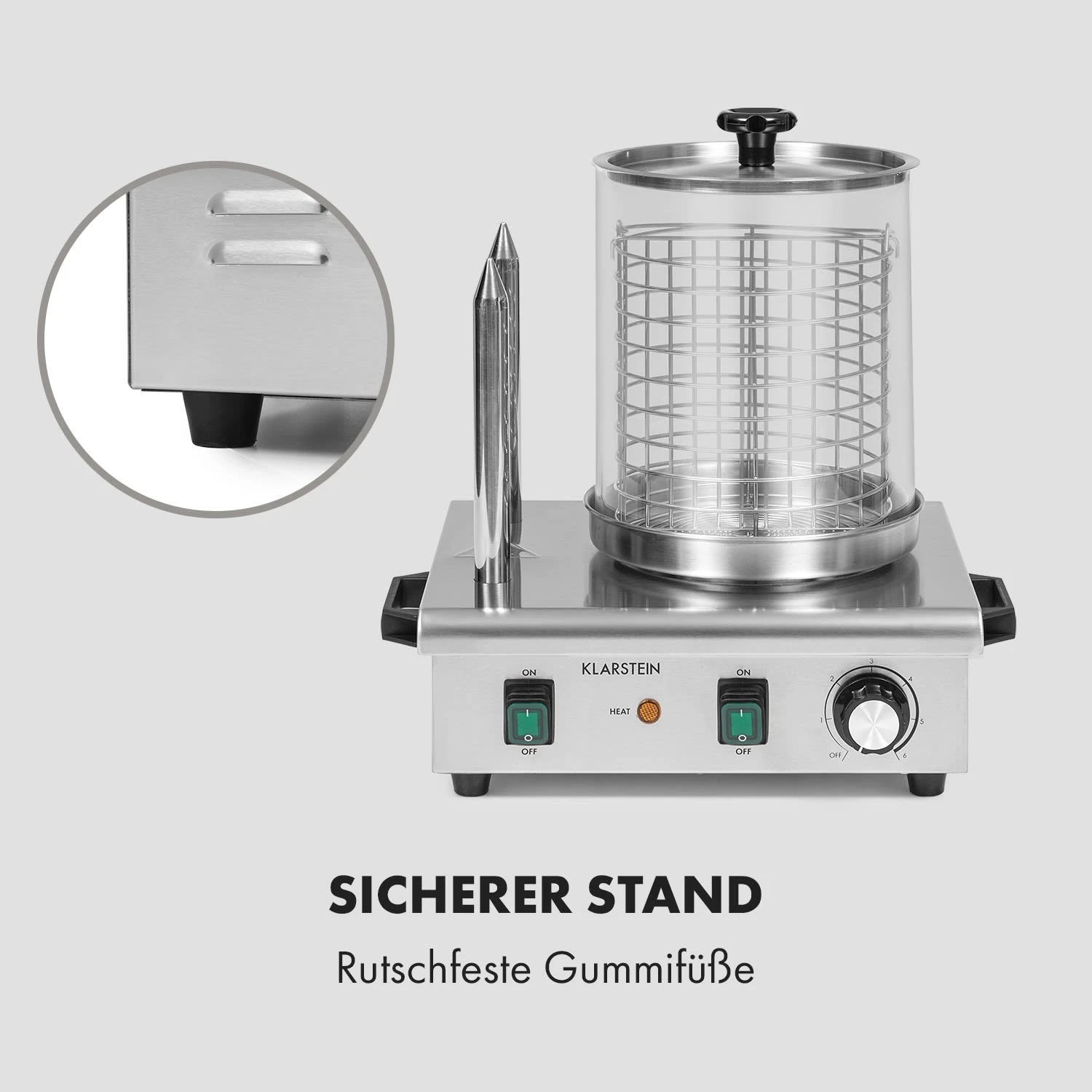 Wurstfabrik Pro 550 Hot Dog Maker 550W 2 Spieße 5L 30-100°C Edelstahl 10 Wurstfabrik Pro 550 Hot Dog Maker 550W 2 Spieße 5L 30-100°C Edelstahl - Image 8