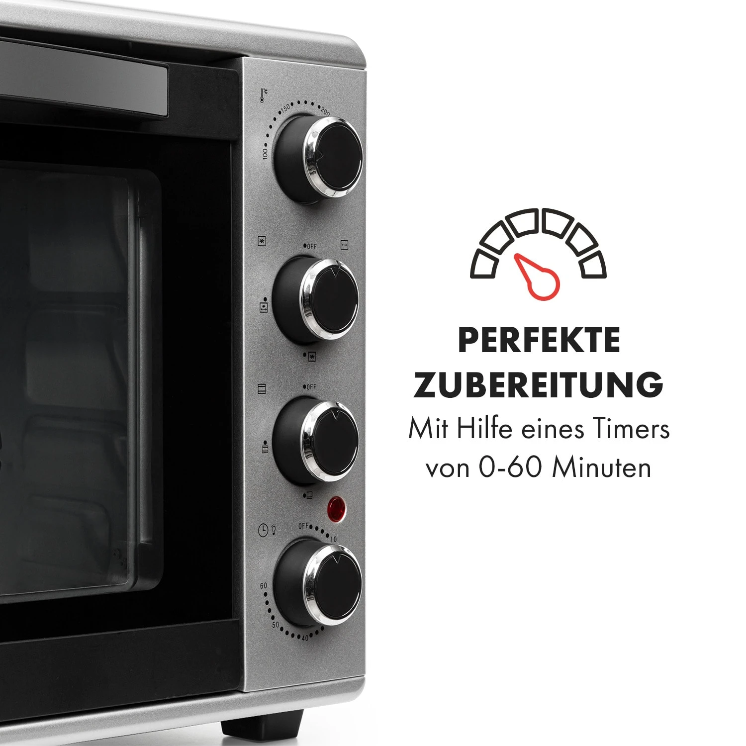 Masterchef 45 Mini-Backofen 45l 2000W 100-230 °C Timer Silber 7 Masterchef 45 Mini-Backofen 45l 2000W 100-230 °C Timer Silber - Image 5