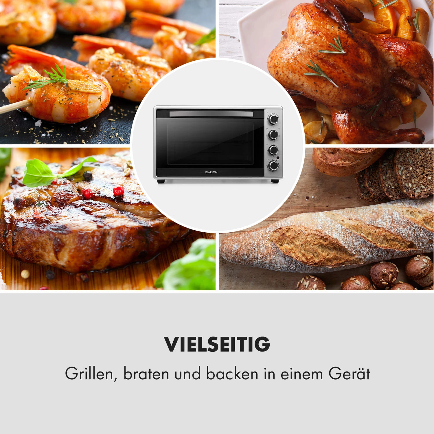 Masterchef 45 Mini-Backofen 45l 2000W 100-230 °C Timer Silber 9 Masterchef 45 Mini-Backofen 45l 2000W 100-230 °C Timer Silber - Image 7