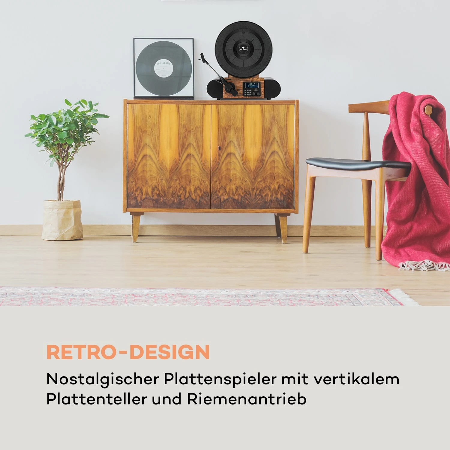 Verticalo SE DAB Retro-Plattenspieler DAB+ UKW-Tuner USB BT AUX Holz 4 Verticalo SE DAB Retro-Plattenspieler DAB+ UKW-Tuner USB BT AUX Holz - Image 2