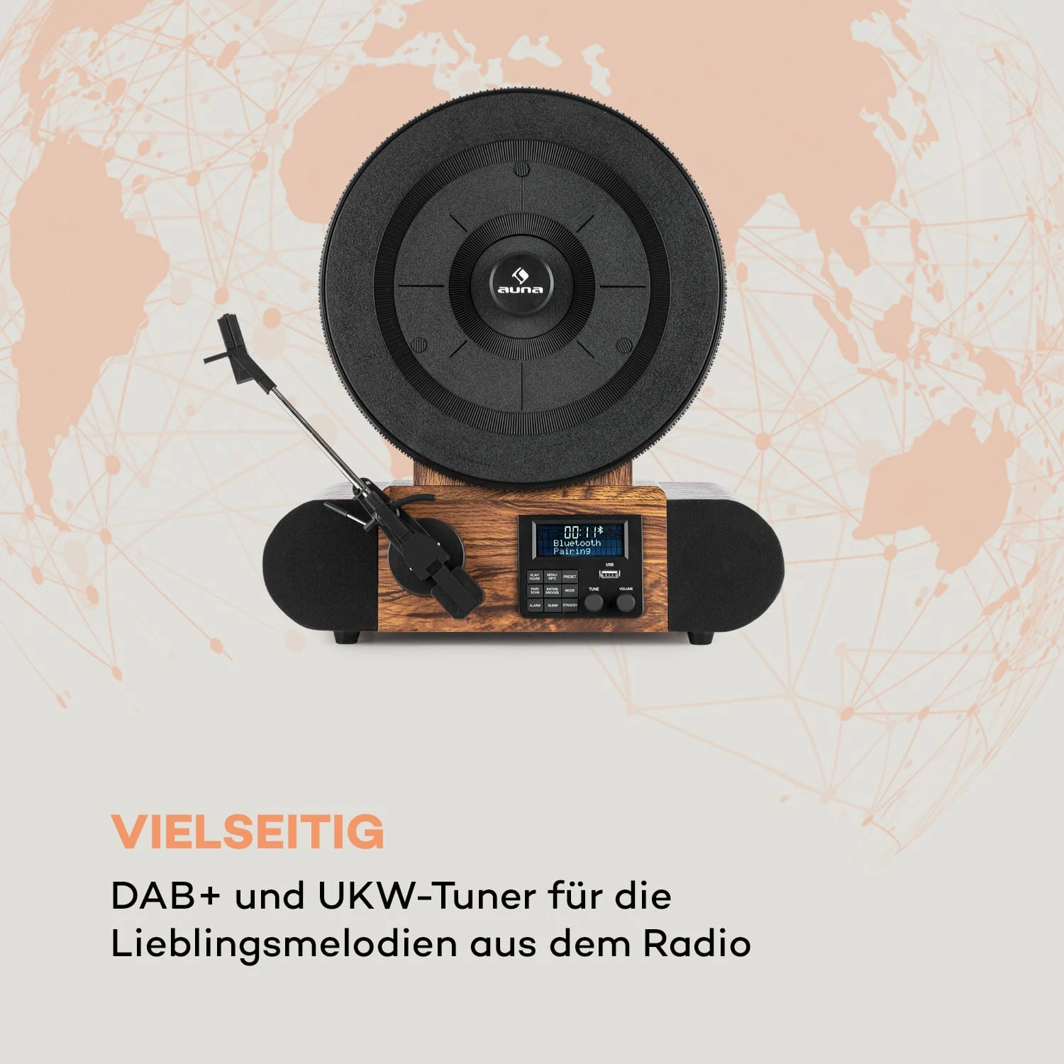 Verticalo SE DAB Retro-Plattenspieler DAB+ UKW-Tuner USB BT AUX Holz 5 Verticalo SE DAB Retro-Plattenspieler DAB+ UKW-Tuner USB BT AUX Holz - Image 3