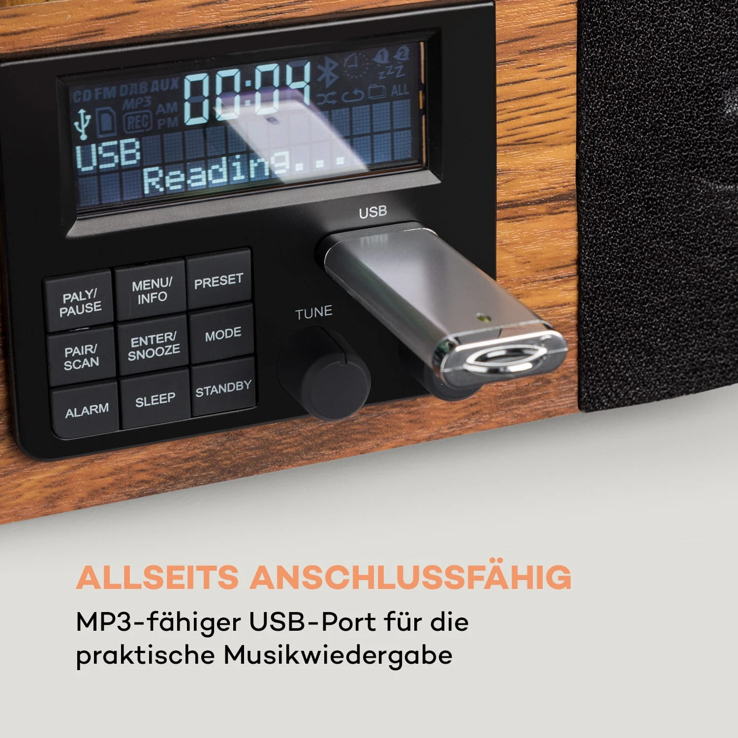 Verticalo SE DAB Retro-Plattenspieler DAB+ UKW-Tuner USB BT AUX Holz 6 Verticalo SE DAB Retro-Plattenspieler DAB+ UKW-Tuner USB BT AUX Holz - Image 4