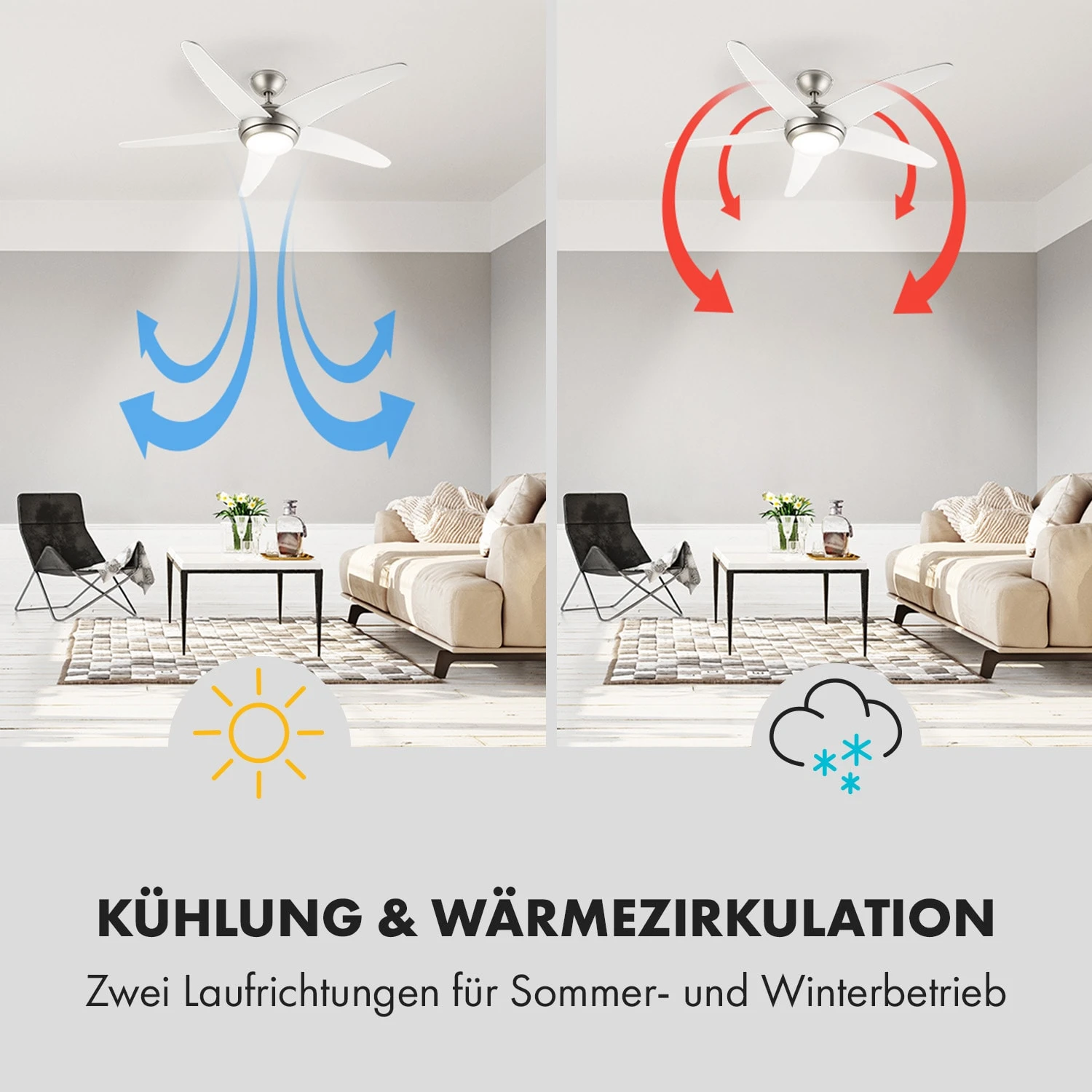 Bolero 2-in-1-Deckenventilator 134cm Leuchte 55W Fernbedienung Weiß 6 Bolero 2-in-1-Deckenventilator 134cm Leuchte 55W Fernbedienung Weiß - Image 4