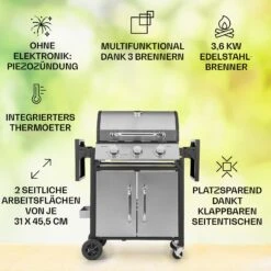 Tomahawk Gasgrill 3 X 3,6 KW Brenner 60 X 43,5 Cm Grill Edelstahl -Haushaltsgeräte Förderung 10034711 de 0002 usp