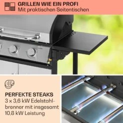 Tomahawk Gasgrill 3 X 3,6 KW Brenner 60 X 43,5 Cm Grill Edelstahl -Haushaltsgeräte Förderung 10034711 de 0003 usp