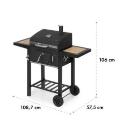 Meat Machine Holzkohlegrill BBQ 45x32,5cm Thermometer Bodenrollen -Haushaltsgeräte Förderung 10034819 yy 0009 logo Klarstein Meat Machine Holzkohlegrill schwarz