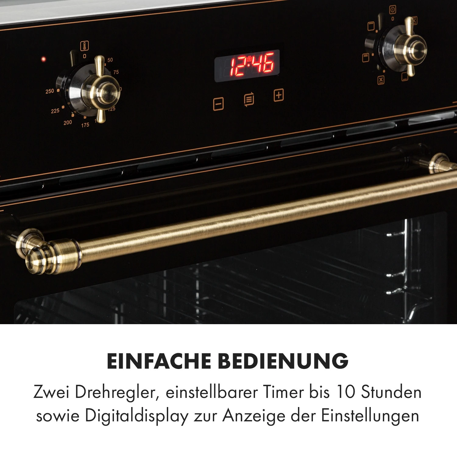 Elizabeth Einbaubackofen Retro 2200 Watt 70l Messingoptik Display 7 Elizabeth Einbaubackofen Retro 2200 Watt 70l Messingoptik Display - Image 5