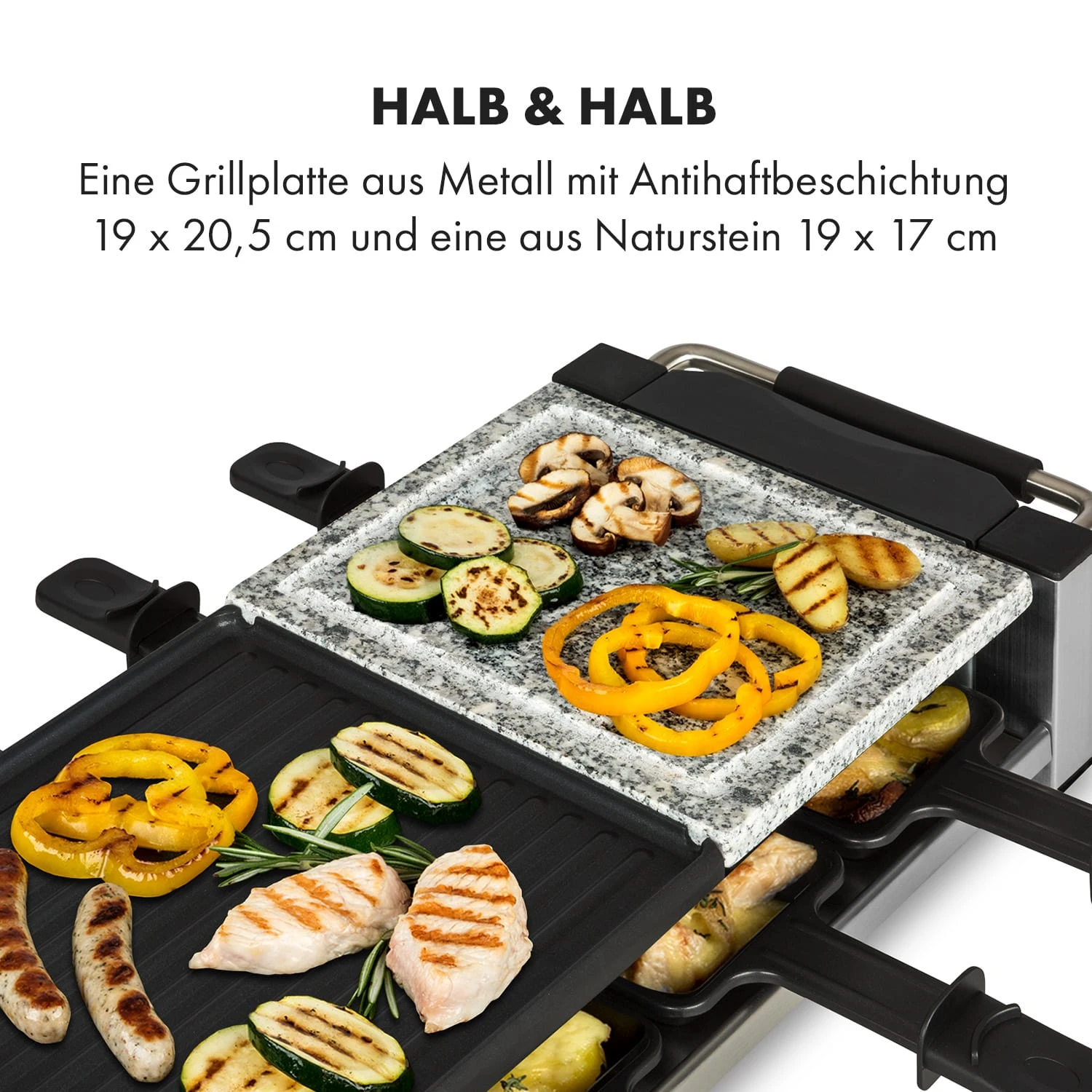 Bistecca Raclette 1200W Metall / Stein 8 Personen Kontroll-LED 6 Bistecca Raclette 1200W Metall / Stein 8 Personen Kontroll-LED - Image 4