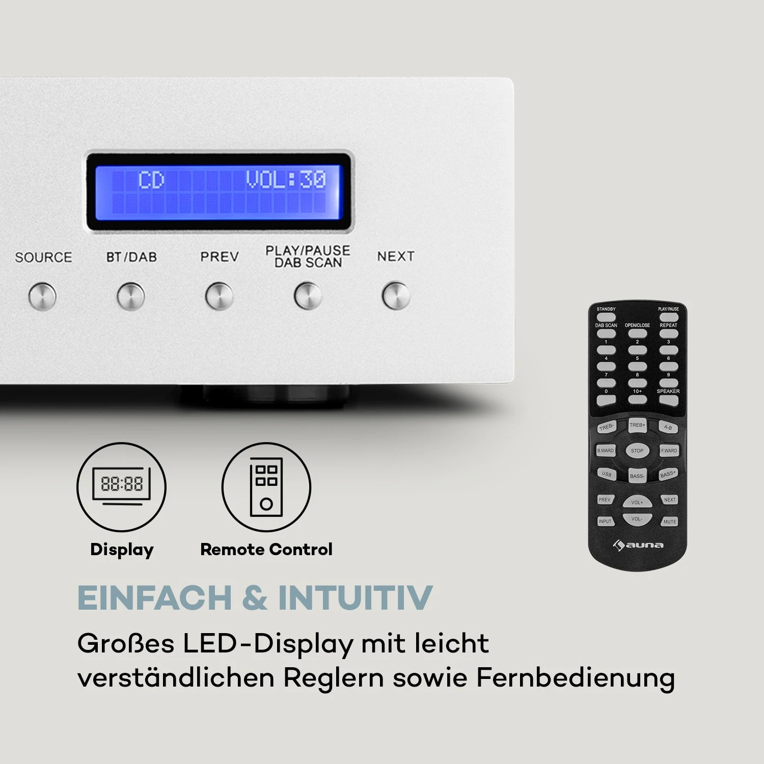 AMP-CD608 DAB HiFi-Stereo-Verstärker 4x100W RMS DAB+ BT Opt.-In Fernbedienung 7 AMP-CD608 DAB HiFi-Stereo-Verstärker 4x100W RMS DAB+ BT Opt.-In Fernbedienung - Image 5
