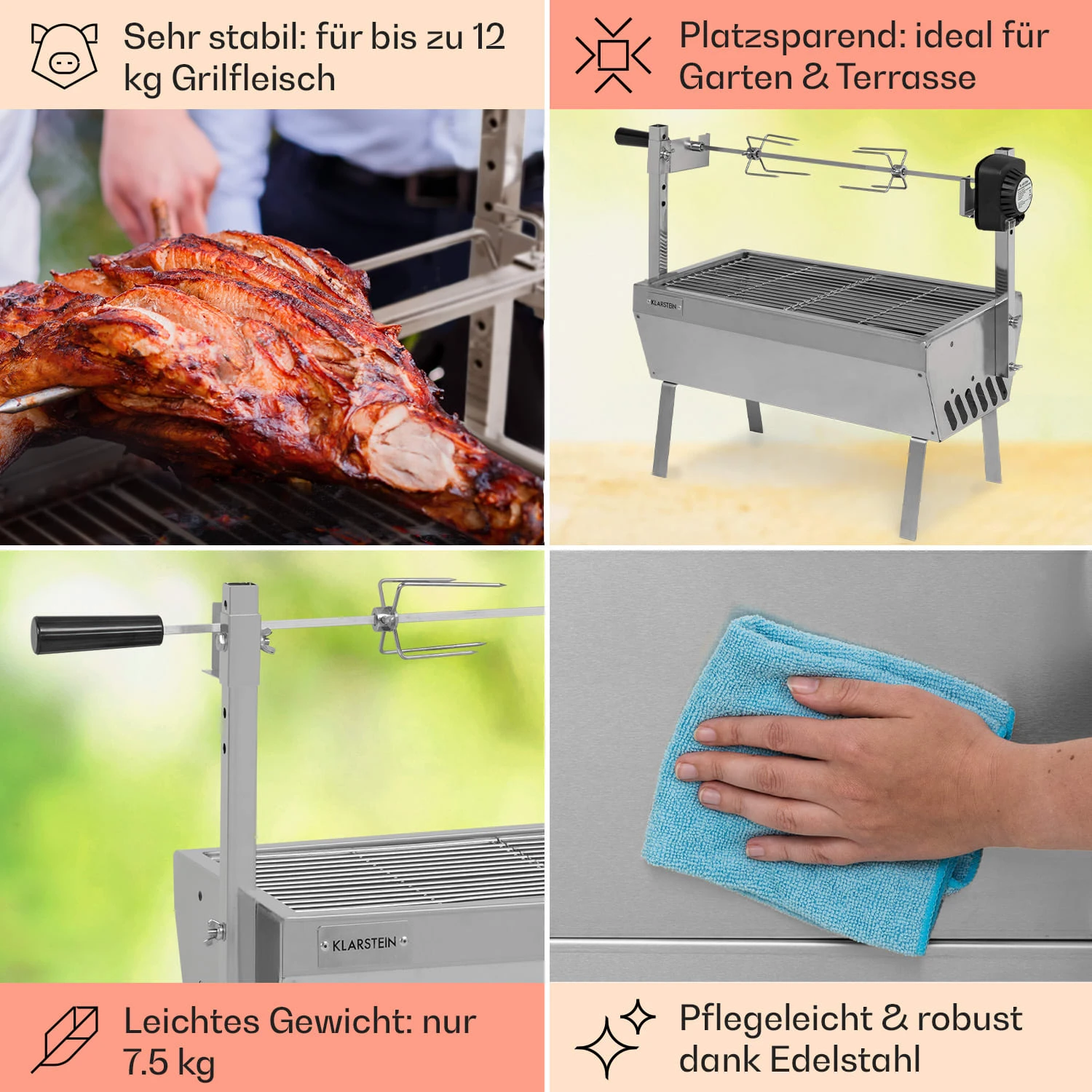 Sauenland Mini Rotisserie-Grill Drehspieß 4W 12kg Max. Edelstahl 7 Sauenland Mini Rotisserie-Grill Drehspieß 4W 12kg Max. Edelstahl - Image 5