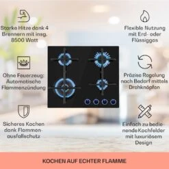 Illuminosa 4 Gaskochfeld 4-flammig Sabaf-Brenner Glaskeramik -Haushaltsgeräte Förderung 10035464 de 0002 usp